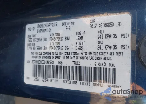 2002 Dodge Ram 1500 St from USA, damaged, VIN 3D7HA18N22G142389